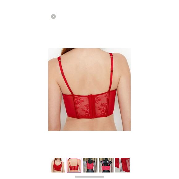 VICTORIA'S SECRET nwt large Dream Angels Unlined Red Lace-Up Corset crop Top - Picture 10 of 10